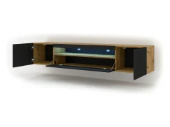 Furnlux Móvel De Tv*Móvel TV 3 portas Aurus madeira e preto 200cm Preto / Creme