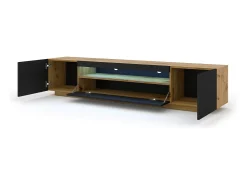 Furnlux Móvel De Tv*Móvel TV 3 portas Aurus madeira e preto 200cm Preto / Creme