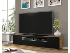 Furnlux Móvel De Tv*Móvel TV 3 portas Aurus madeira e preto 200cm Preto / Creme