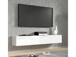Móvel TV 2 portas Bali carroçaria em branco mate e frentes em branco brilhante 180cm^Petits-Meubles Hot