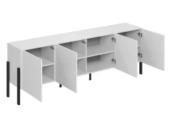 Petits-Meubles Móvel De Tv*Móvel TV 4 portas Bérénice branco mate e 204cm Preto