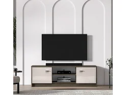 Petits-Meubles Móvel De Tv*Móvel TV 2 portas Kaius caxemira e madeira escura 160cm Bege