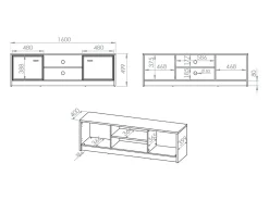 Petits-Meubles Móvel De Tv*Móvel TV 2 portas Kaius caxemira e madeira escura 160cm Bege
