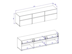 Móvel TV 3 portas Lilia madeira 180cm^Petits-Meubles