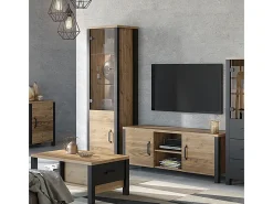 Móvel TV 2 portas Lyam madeira e preto 147cm*Petits-Meubles Outlet