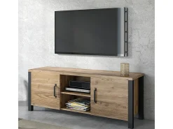 Móvel TV 2 portas Lyam madeira e preto 147cm*Petits-Meubles Outlet