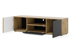 Furnlux Móvel De Tv*Móvel TV 3 portas Nera madeira e preto 150cm Preto / Creme