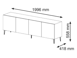 Furnlux Móvel De Tv*Móvel TV 4 portas Philaé branco 200cm Preto / Branco