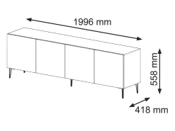 Furnlux Móvel De Tv*Móvel TV 4 portas Philaé branco 200cm Preto / Branco