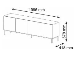 Discount Móvel TV 4 portas Philaé madeira e preto 200cm Móvel De Tv
