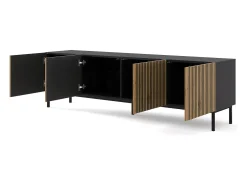 Discount Móvel TV 4 portas Philaé madeira e preto 200cm Móvel De Tv