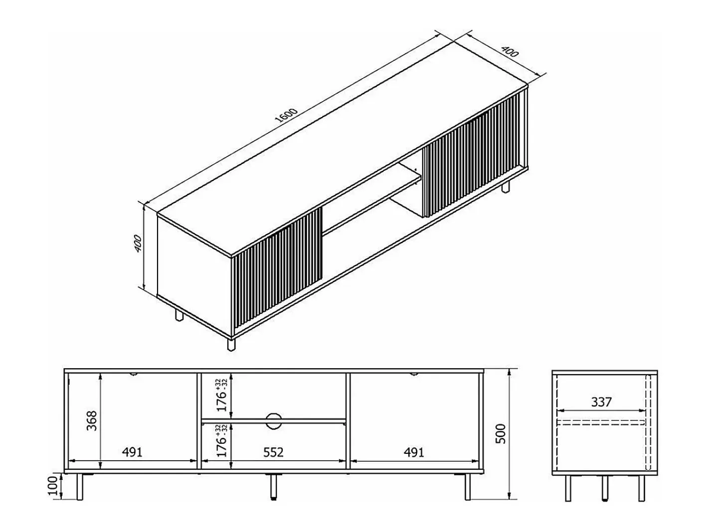 Móvel TV 2 portas Soly madeira 160cm*Petits-Meubles
