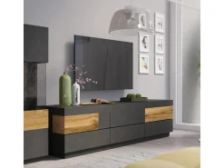 Petits-Meubles Móvel De Tv*Móvel TV Andrea antracite e madeira 206cm Cinzento