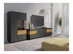 Petits-Meubles Móvel De Tv*Móvel TV Andrea antracite e madeira 206cm Cinzento