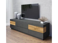 Petits-Meubles Móvel De Tv*Móvel TV Andrea antracite e madeira 206cm Cinzento