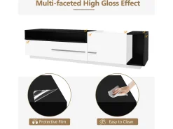 Clearance Móvel TV 170cm - 1 gaveta grande e 3 compartimentos - Branco e Preto Móvel De Tv