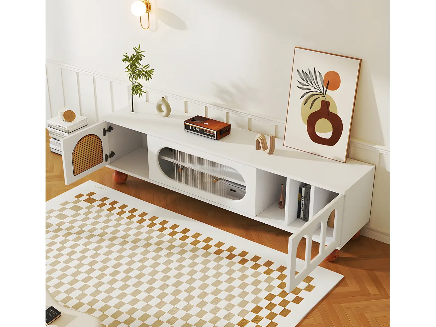 Móvel TV 170cm - 2 portas - 3 áreas abertas em arco -*ModernLuxe Discount