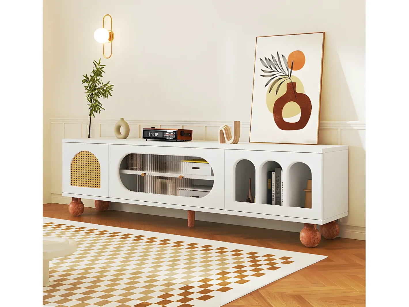 Móvel TV 170cm - 2 portas - 3 áreas abertas em arco -*ModernLuxe Discount