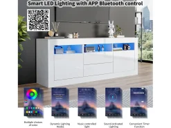 Móvel TV 160cm adequado para TV 70" - com LED - 2 portas 2 gavetas 3 compartimentos abertos -*ModernLuxe Online