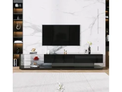 Online Móvel TV 170cm com LED e divisória em vidro - 2 gavetas - Móvel De Tv