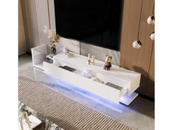 Móvel TV 170cm com LED e divisória em vidro - 2 gavetas - Móvel De Tv