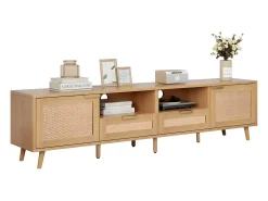 New Móvel TV 200cm MDF - 2 portas e 2 compartimentos - estilo campestre - Natural Móvel De Tv