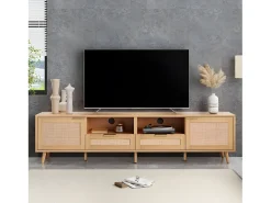New Móvel TV 200cm MDF - 2 portas e 2 compartimentos - estilo campestre - Natural Móvel De Tv