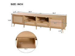 New Móvel TV 200cm MDF - 2 portas e 2 compartimentos - estilo campestre - Natural Móvel De Tv