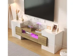 Clearance Móvel TV com 4 portas e 2 gavetas - 145 x 30 x 51 cm - LEDs - Aglomerado - +Ouro Móvel De Tv