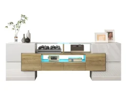Clearance Móvel TV com 4 portas e 2 gavetas - 145 x 30 x 51 cm - LEDs - Aglomerado - +Ouro Móvel De Tv