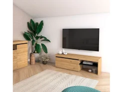 Online Móvel TV Ebos 120 Roble Nude - Ceniza Móvel De Tv
