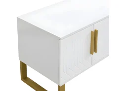 New Móvel TV L 170cm - aspecto brilhante - 4 portas texturadas gravadas com puxadores dourados - Móvel De Tv