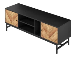 Móvel TV 150x38x55cm - com prateleiras e 2 portas - Natural + Preto*ModernLuxe Sale