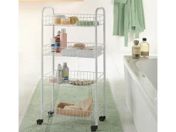 Organizador de Cozinha 4 Prateleiras em Metal Pisa Rodízios Multidirecionais*METALTEX Outlet