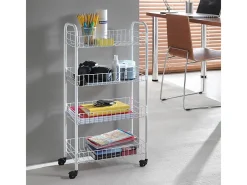 Organizador de Cozinha 4 Prateleiras em Metal Pisa Rodízios Multidirecionais*METALTEX Outlet