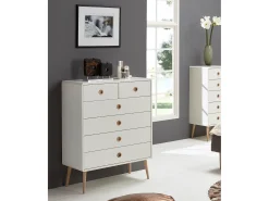 Paco : Cómoda com 1 porta e 2 gavetas em MDF Branco / Carvalho^Loft24 Sale