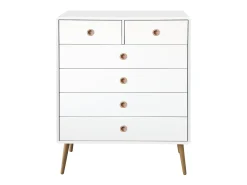Paco : Cómoda com 1 porta e 2 gavetas em MDF Branco / Carvalho^Loft24 Sale