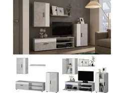 Vicco Móvel De Tv*Parede da sala de estar betão 140x35.2x38.7 berno Cinzento claro