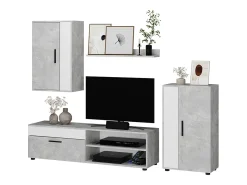 Vicco Móvel De Tv*Parede da sala de estar betão 140x35.2x38.7 berno Cinzento claro