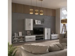 Vicco Móvel De Tv*Parede da sala de estar betão 140x35.2x38.7 berno Cinzento claro