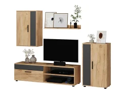 Vicco Móvel De Tv*Parede da sala de estar carvalho goldkraft/antracite 140x35.2x38.7 berno Natural escuro