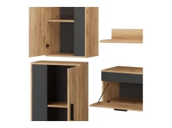 Vicco Móvel De Tv*Parede da sala de estar carvalho goldkraft/antracite 140x35.2x38.7 berno Natural escuro
