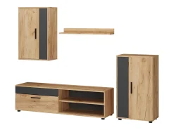 Vicco Móvel De Tv*Parede da sala de estar carvalho goldkraft/antracite 140x35.2x38.7 berno Natural escuro
