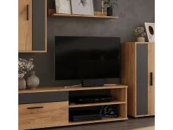 Vicco Móvel De Tv*Parede da sala de estar carvalho goldkraft/antracite 140x35.2x38.7 berno Natural escuro
