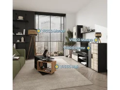 Vicco Móvel De Tv*Parede da sala de estar carvalho goldkraft/antracite 140x35.2x38.7 berno Natural escuro