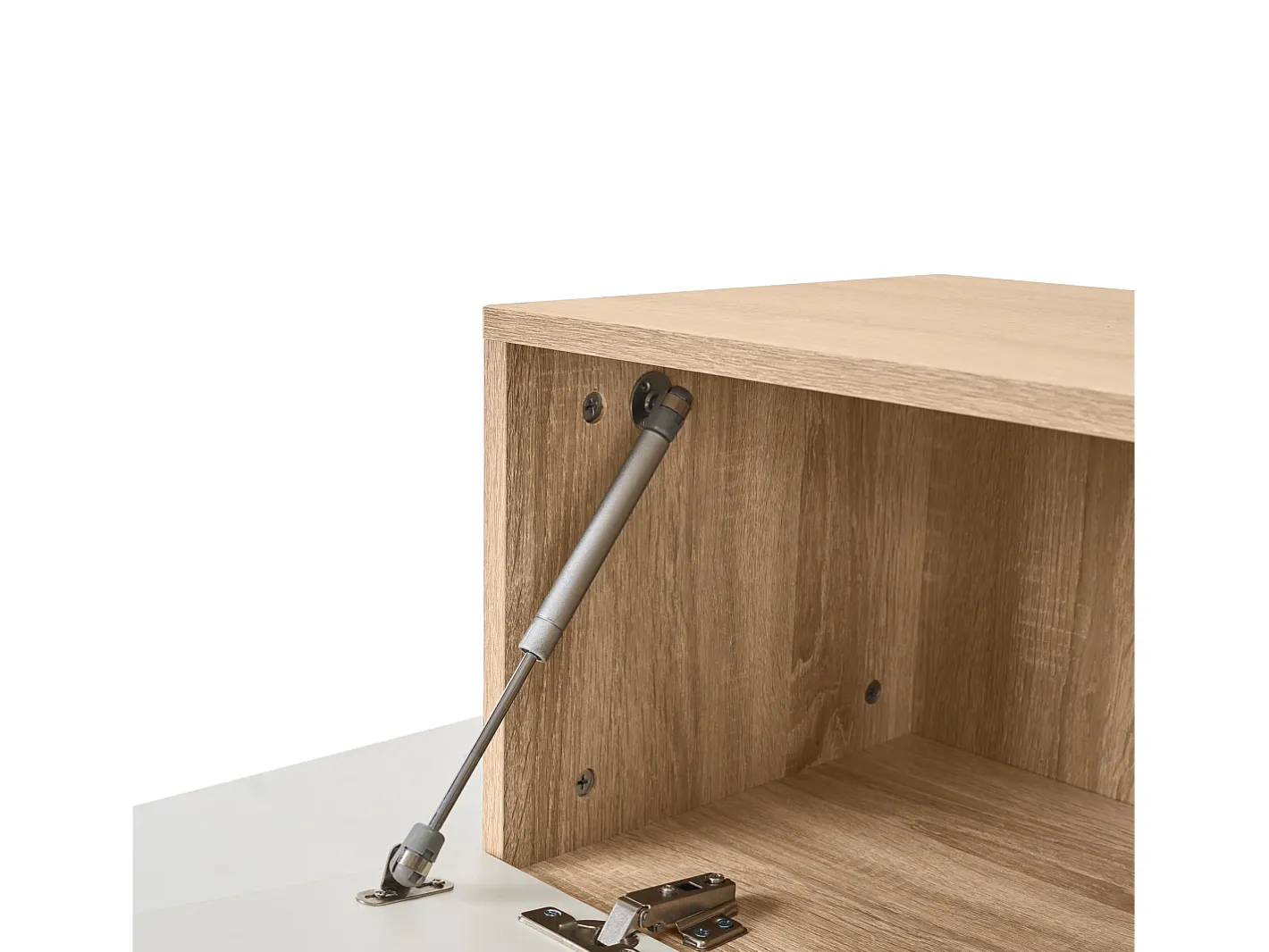 Parede TV com arrumação - 3 compartimentos e 3 prateleiras - Branco e Natural*ModernLuxe