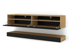 Petits-Meubles Móvel De Tv*Parede TV Vega Madeira e Preto com 2 portas 160 cm Branco