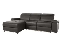 Loft24 Sofá*Pareli | Sofá de 2 lugares com função Relax Manuel em tecido cinzento Castanho