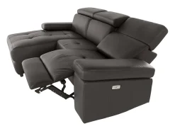 Loft24 Sofá*Pareli | Sofá de 2 lugares com função Relax Manuel em tecido cinzento Castanho