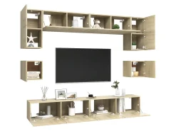 8pcs conjunto de móveis de TV derivados madeira carvalho sonoma PT370114* Outlet